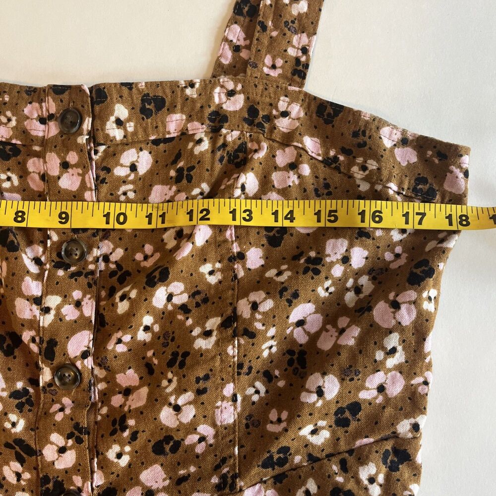 Who What Wear Halter Tank Top Women’s XL Linen Blend Brown Pink Black Floral - Picture 7 of 9